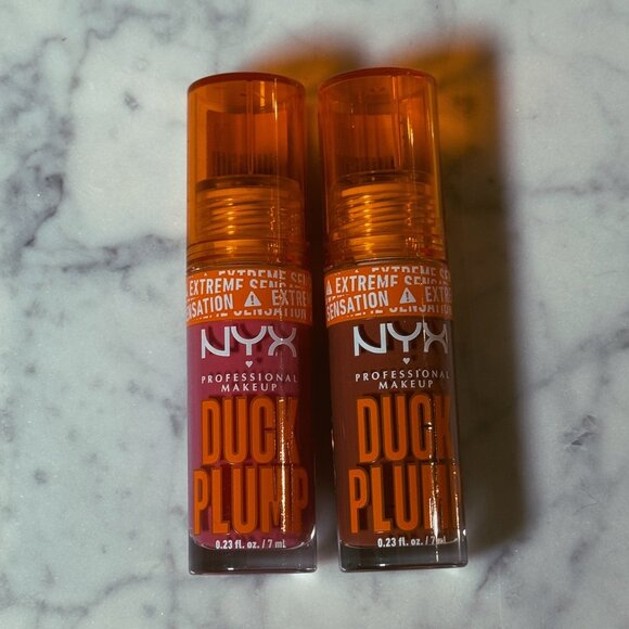 NYX Duck Plump High Pigment Lip Gloss Set | Bubblegum Bae & Brown Of Applause - Picture 1 of 6